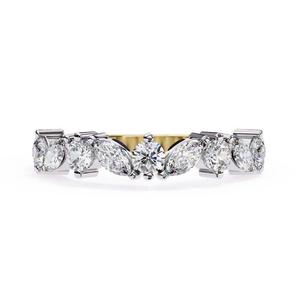 Marquise and round diamond half eternity band in gold