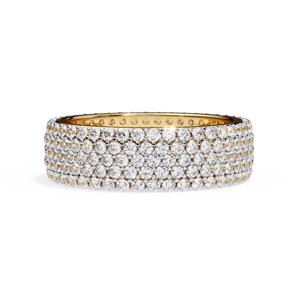 Multi row diamond wedding band in gold