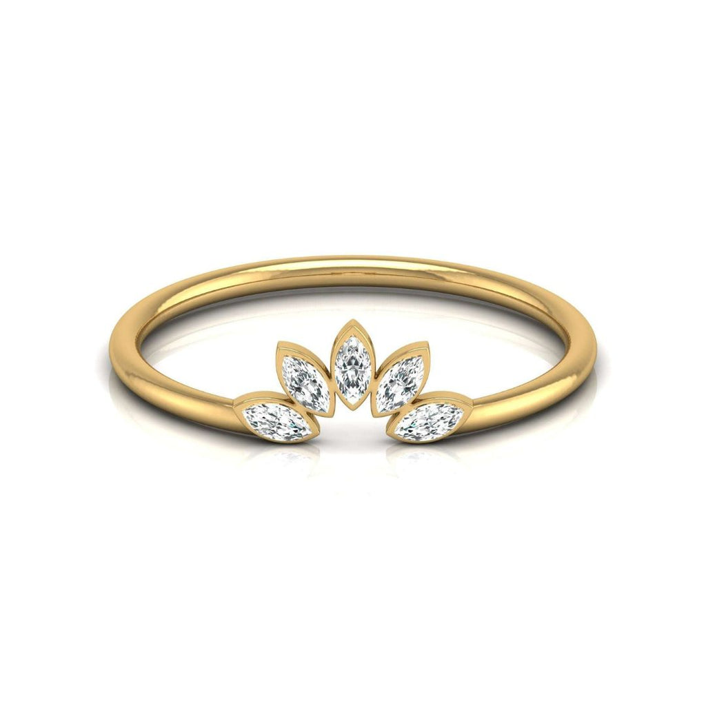 Leaf shape diamond ring for women in gold