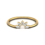 Leaf shape diamond ring for women in gold