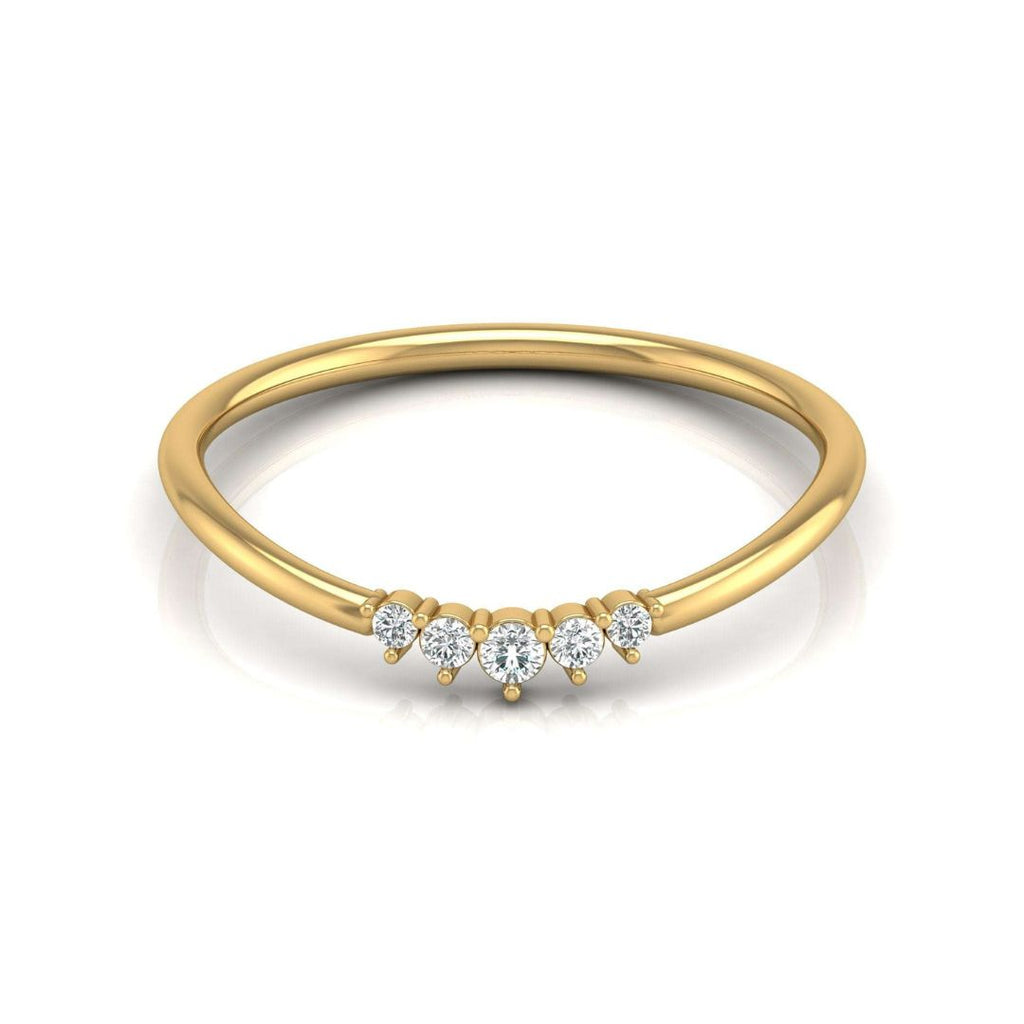 Dainty five-diamond wedding ring in gold