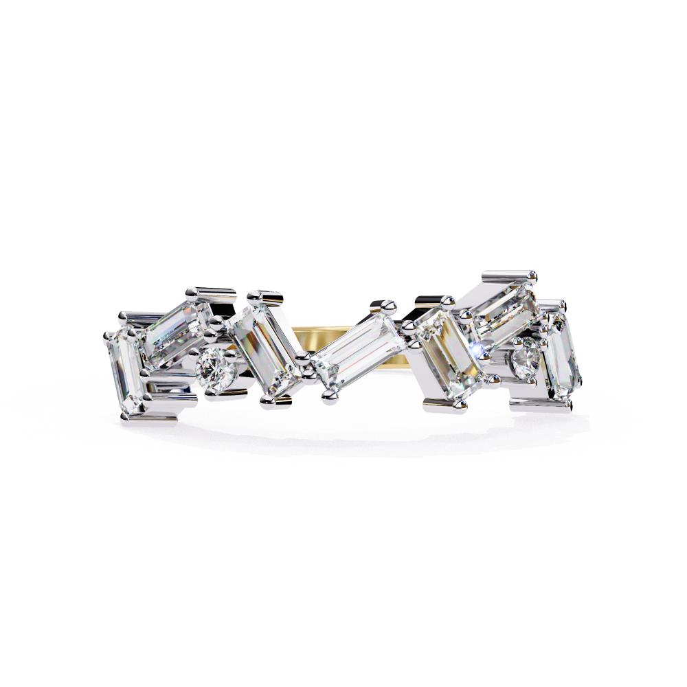 Geometric Diamond Band with Baguette & Round Cuts in Gold