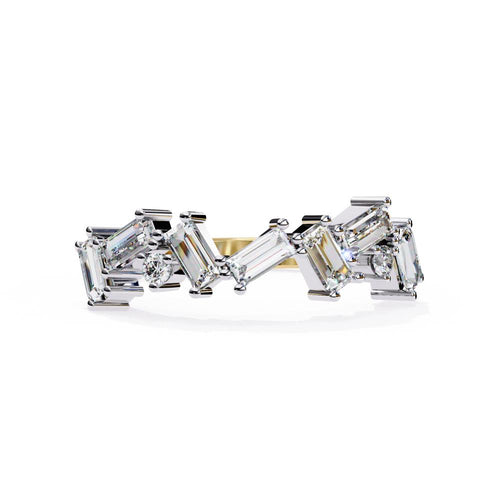 Geometric Diamond Band with Baguette & Round Cuts in Gold