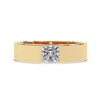 Princess cut solitaire diamond band in gold