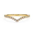 V shaped diamond band in gold with round brilliant diamonds