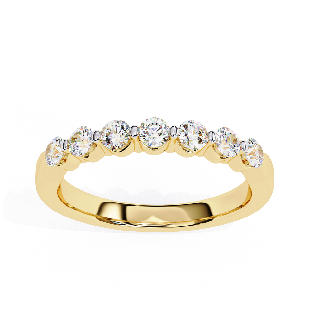 Modern diamond wedding ring with smooth curved design