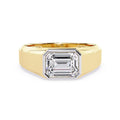 Imperial bezel set diamond band with emerald cut diamond