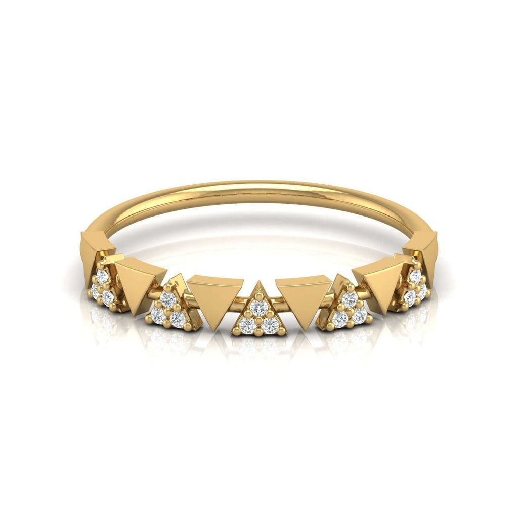 Trendy geometric diamond engagement band in yellow gold