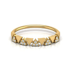 Trendy geometric diamond engagement band in yellow gold