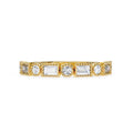 Geometric Baguette and Round Diamond Band Ring in Gold