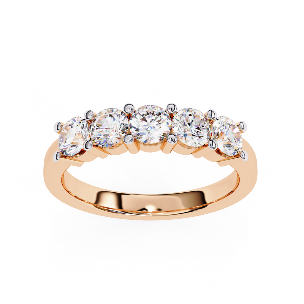 Elegant five stone diamond ring in Rose Gold