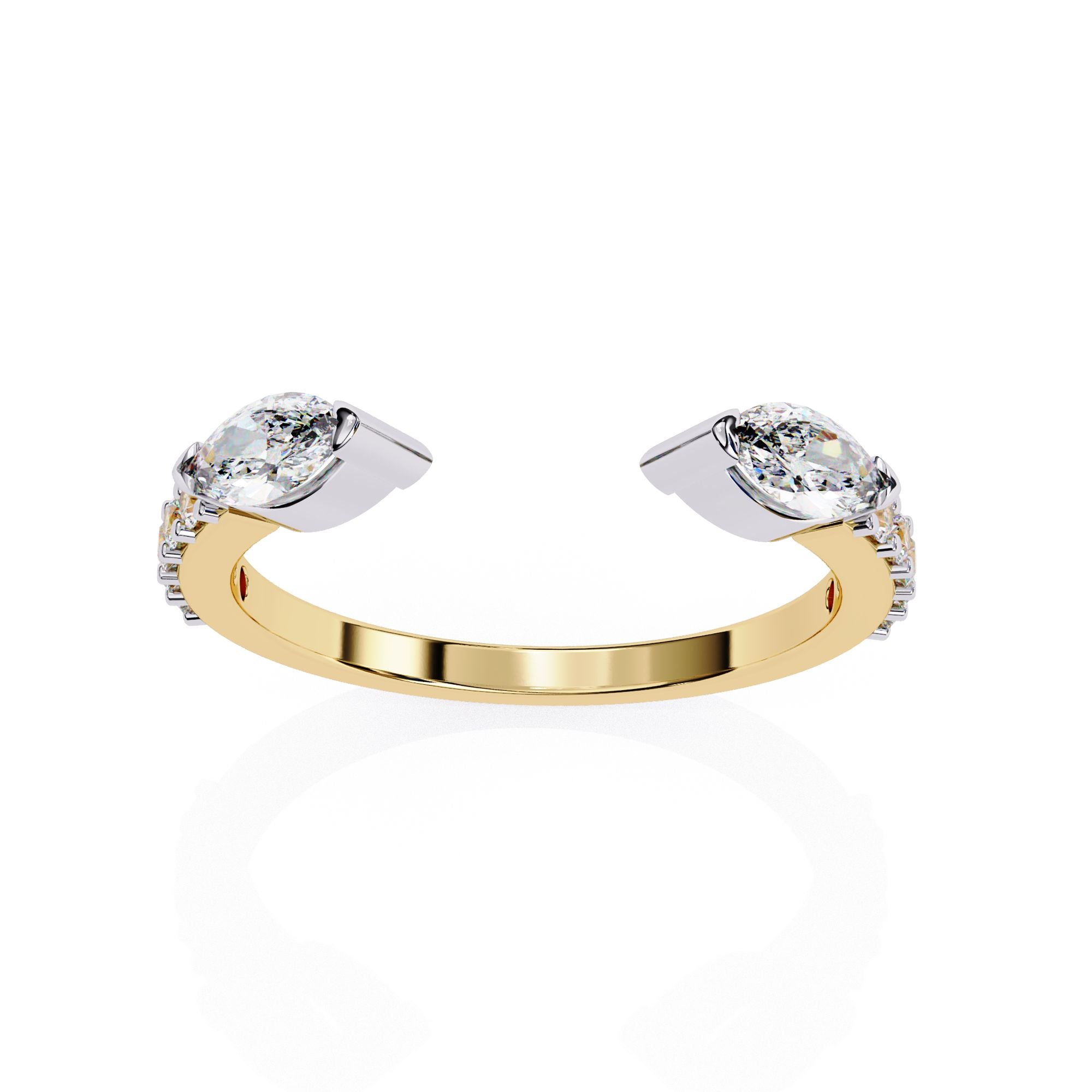 Geometric open diamond wedding ring for women