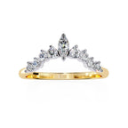 Marquise diamond band with crown design in yellow gold