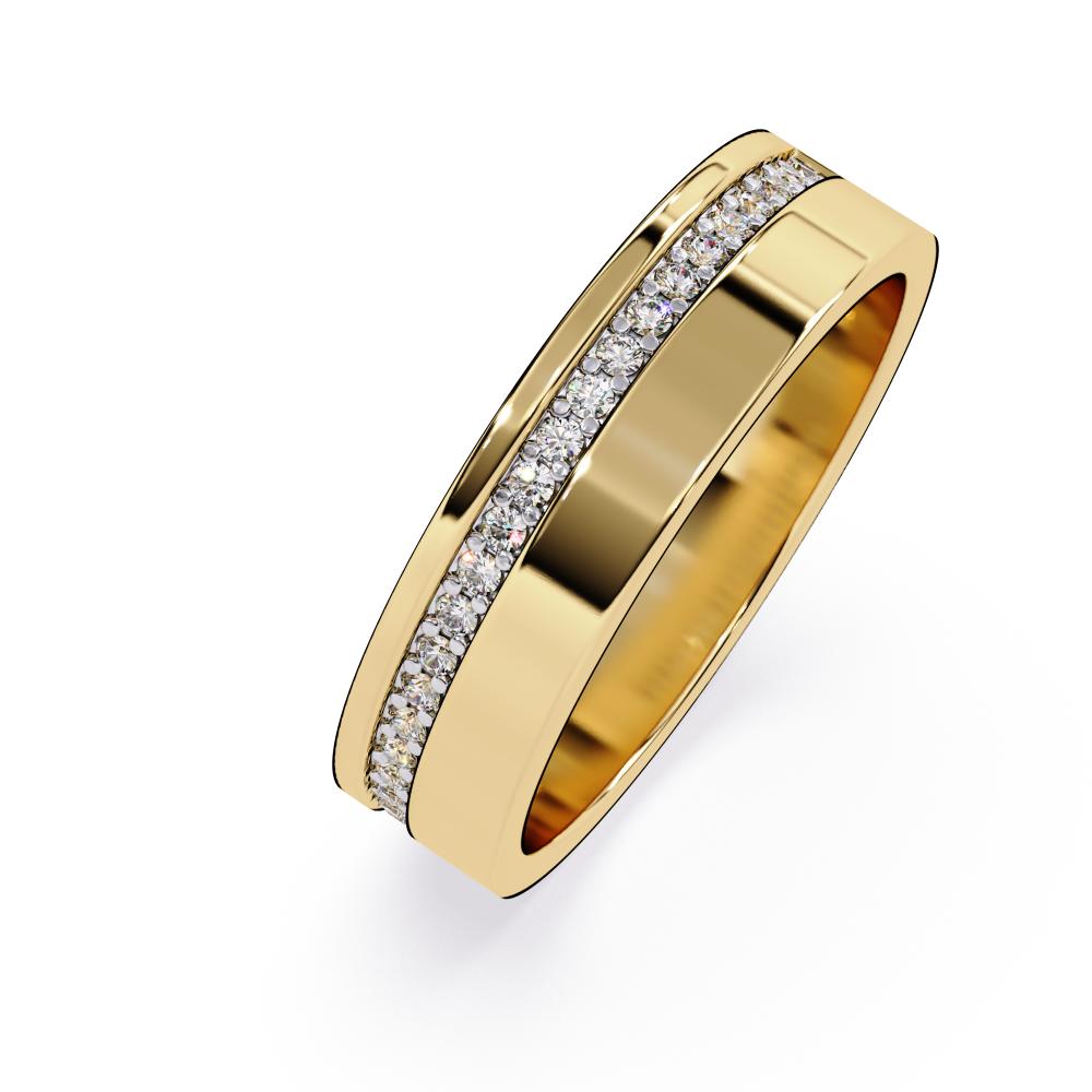 Stylish gold wedding band with subtle diamond detailing