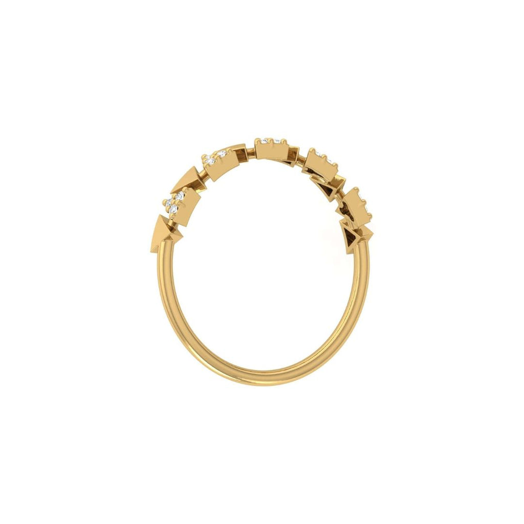 Gold triangle diamond stacking band