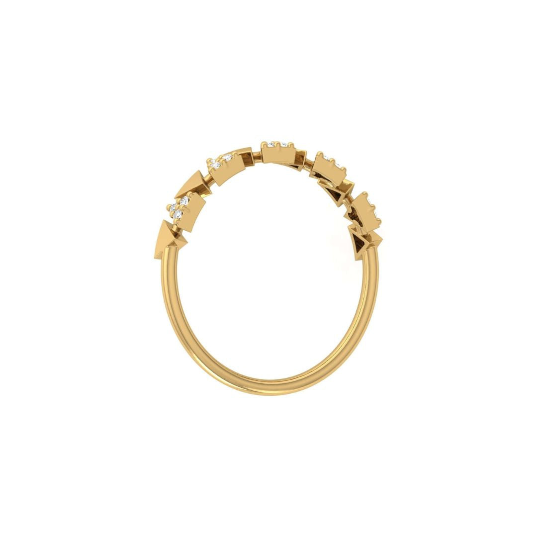 Gold triangle diamond stacking band