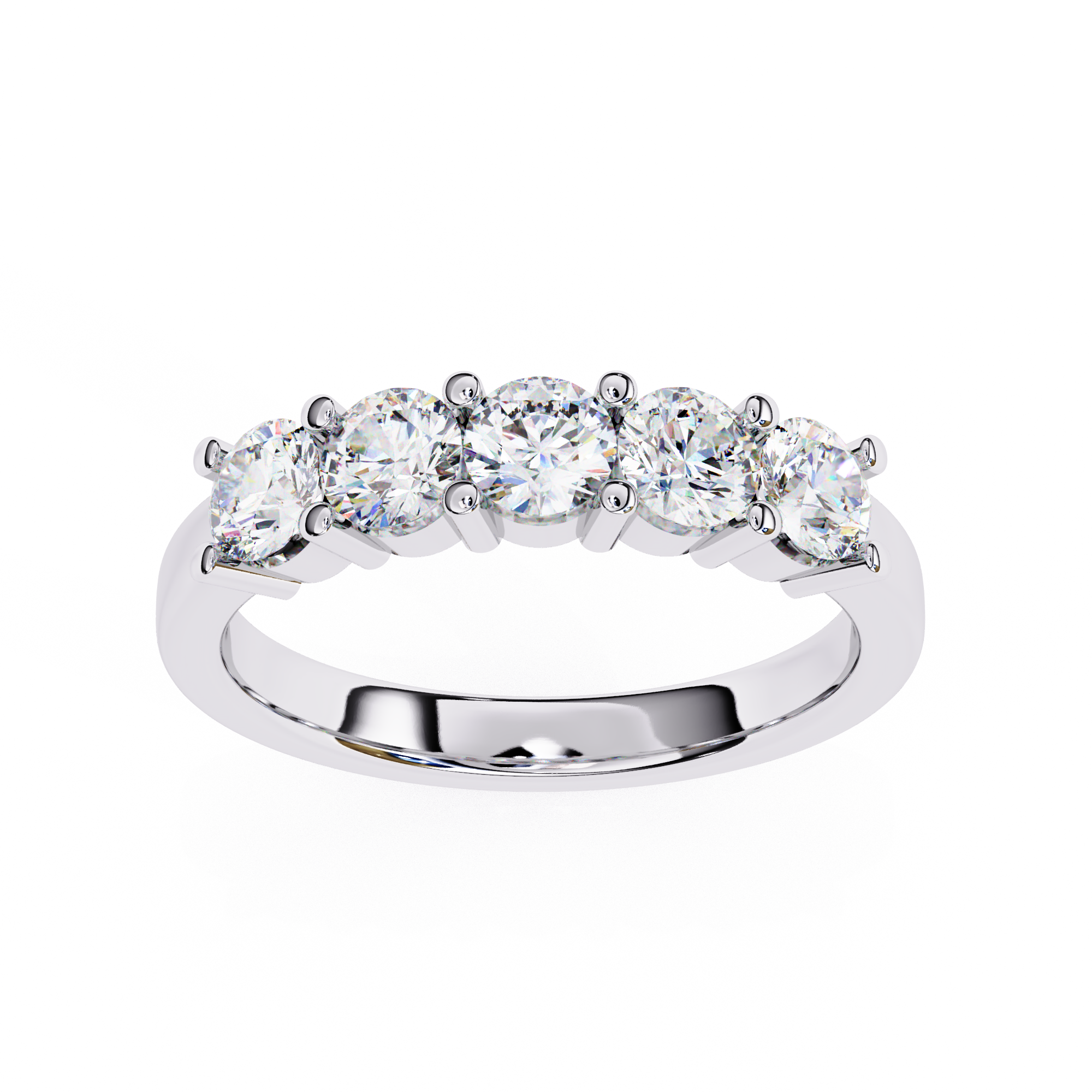 Elegant five stone diamond ring in White Gold
