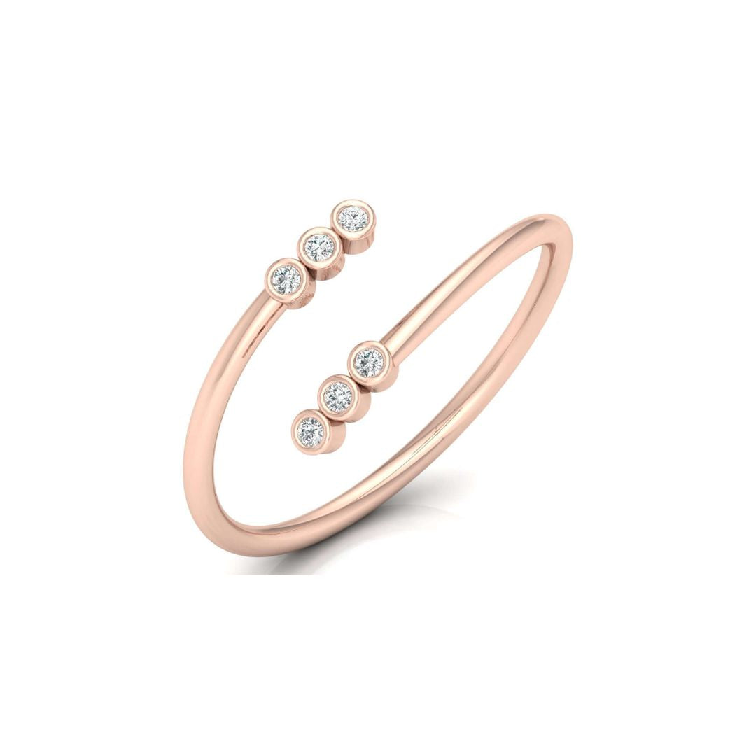 Minimalist Bezel-Set Diamond Bypass Ring in Gold