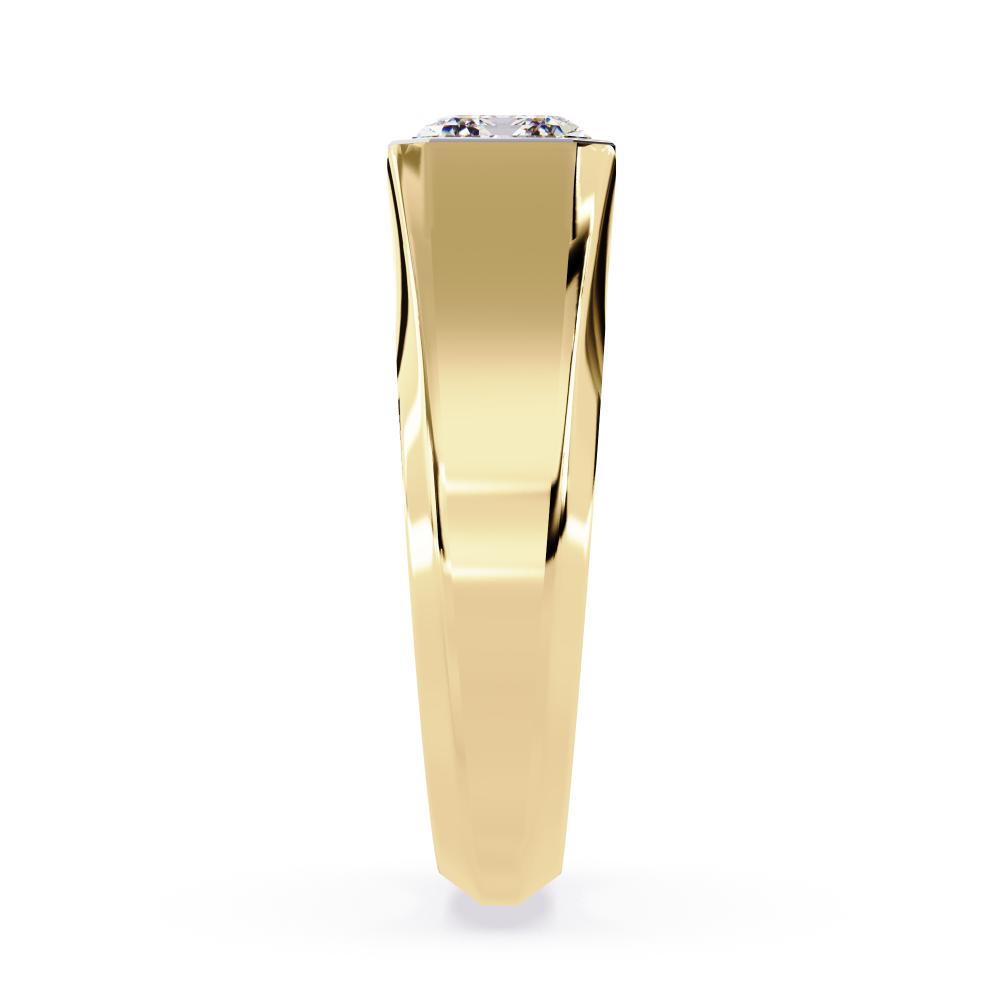 Emerald cut diamond bezel band in gold