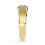 Emerald cut diamond bezel band in gold