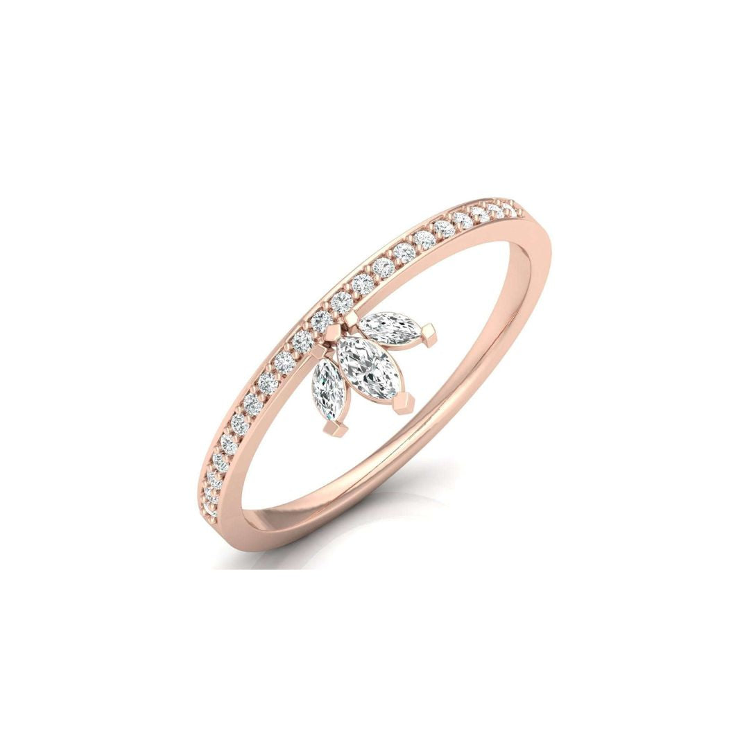 Marquise Cluster Diamond Crown Eternity Wedding Band in Rose Gold