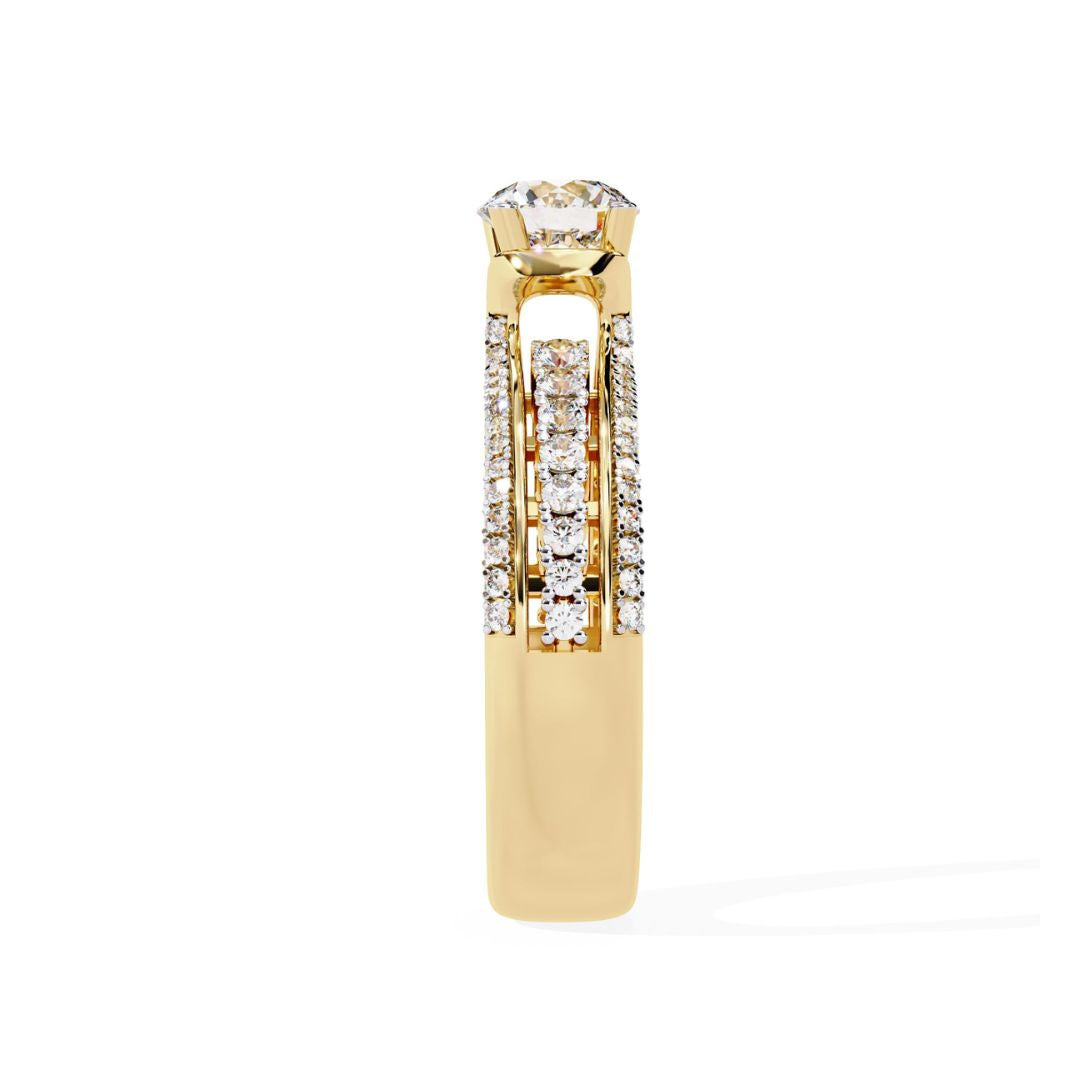High-end yellow gold diamond engagement ring