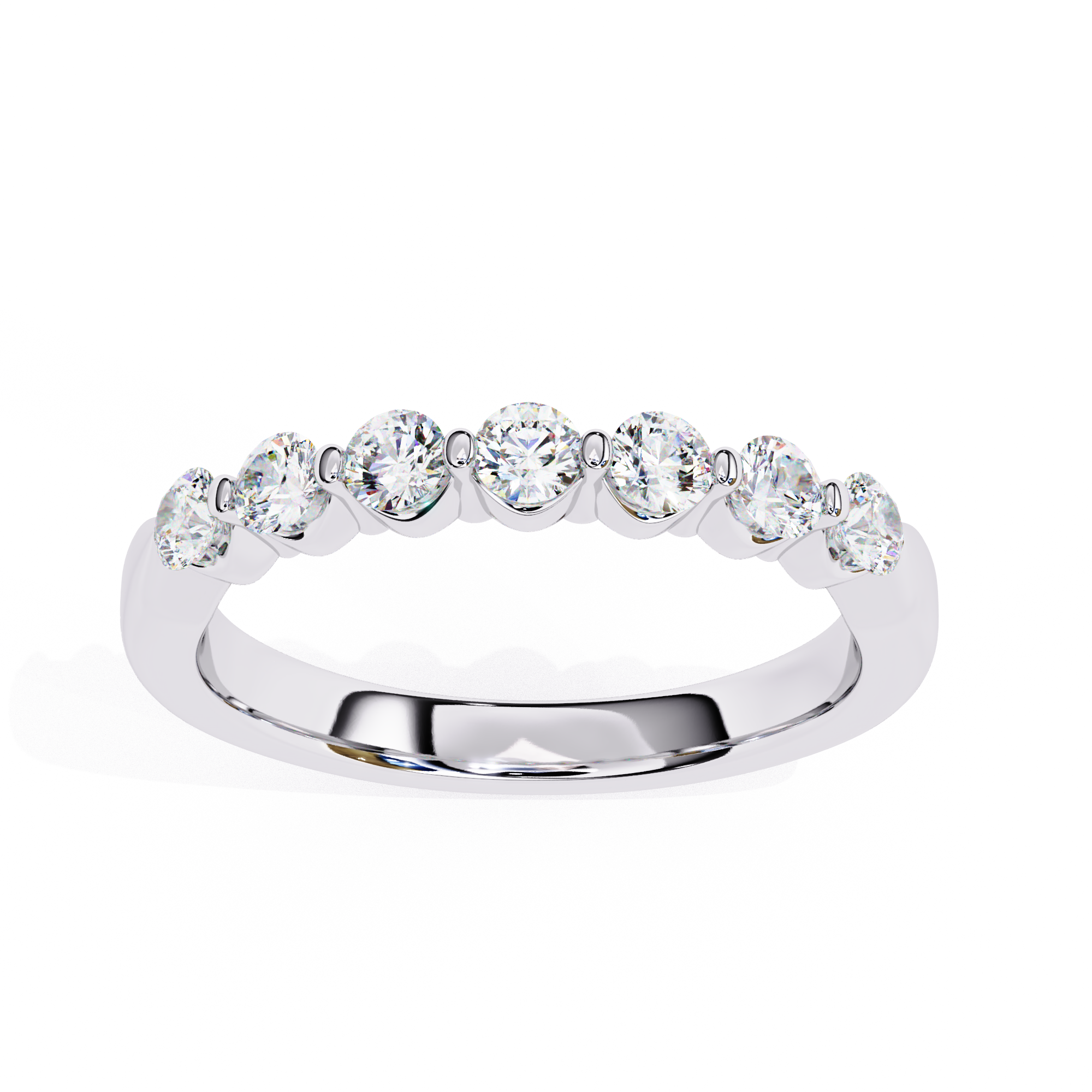 Modern diamond wedding ring with smooth curved design