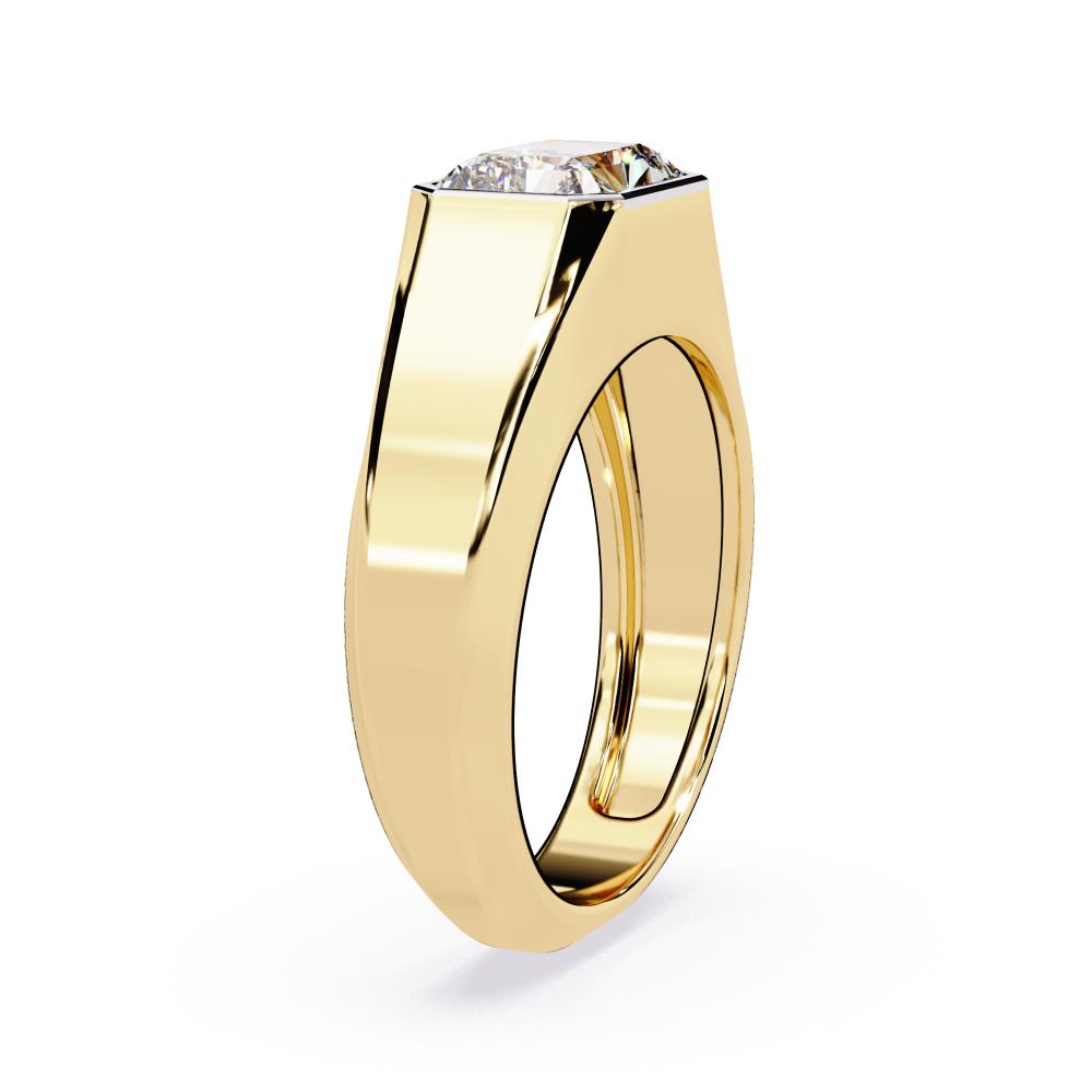 Radiant cut diamond bezel band in gold