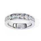 Classic channel set diamond ring with polished white gold edge