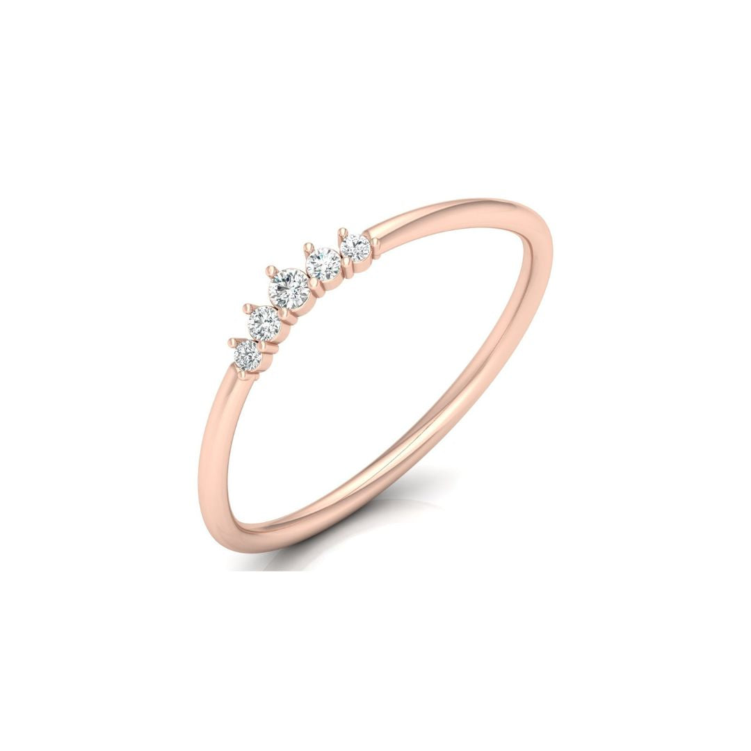 Elegant five-stone rose gold diamond wedding band for women