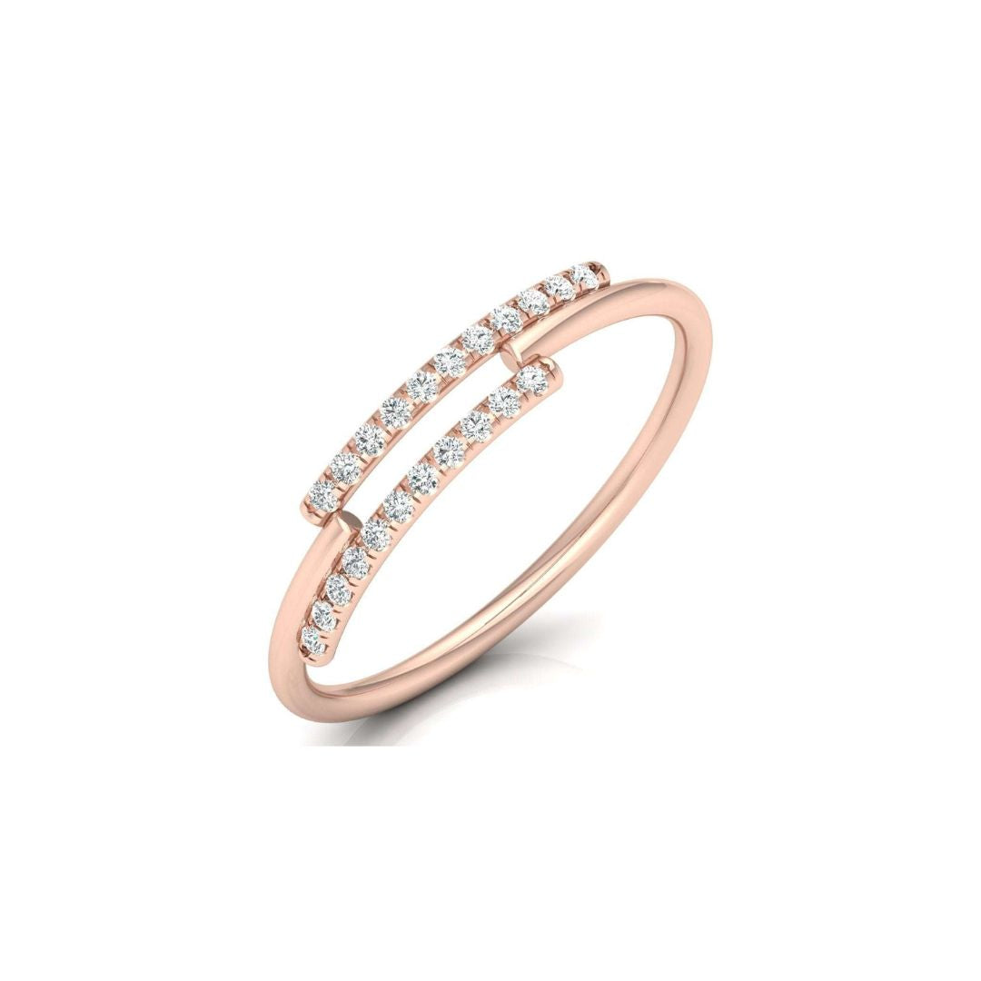 Open Double-Row Round Diamond Band Ring in Rose Gold