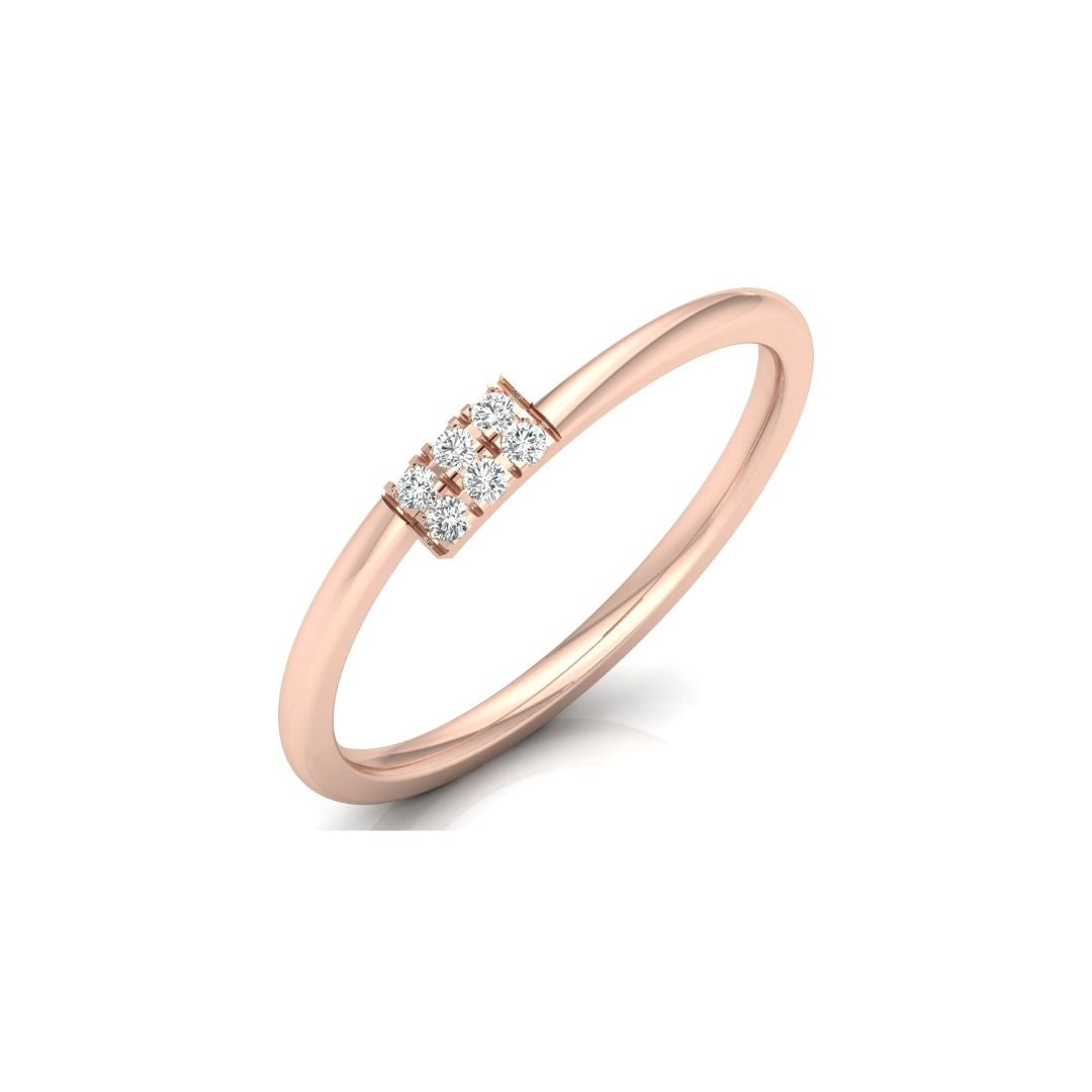 Minimalist Six Diamond Wedding Ring in Rose Gold