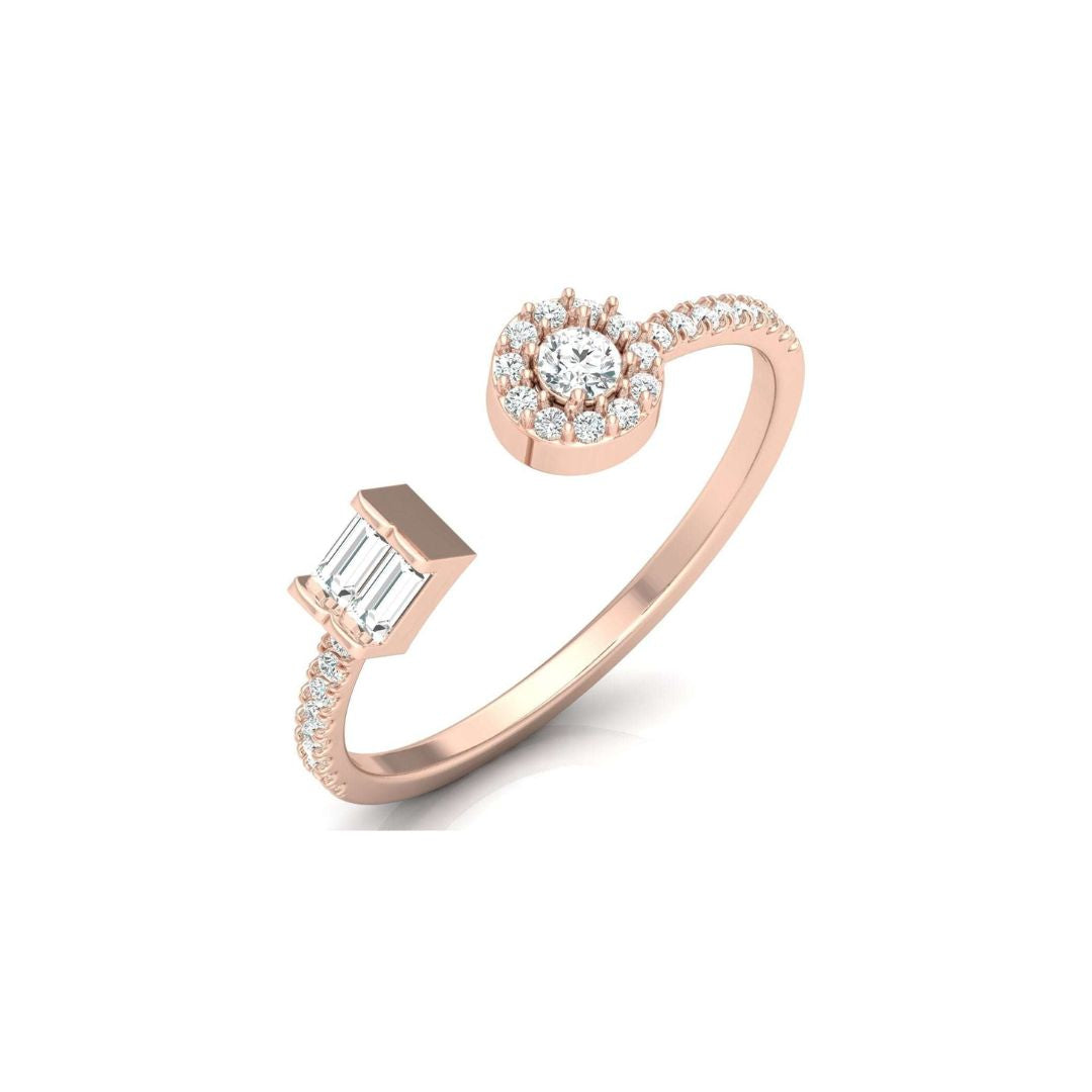 Unique shape rose gold diamond ring for women
