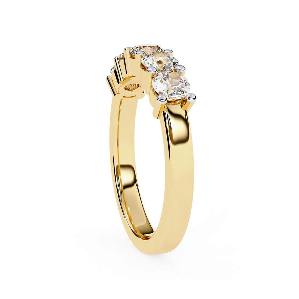 Geometric five diamond band with classic gold finish