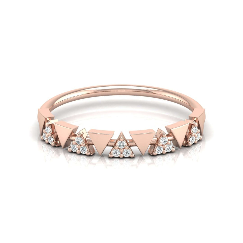 Trendy geometric diamond engagement band in rose gold