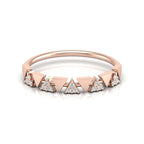 Trendy geometric diamond engagement band in rose gold