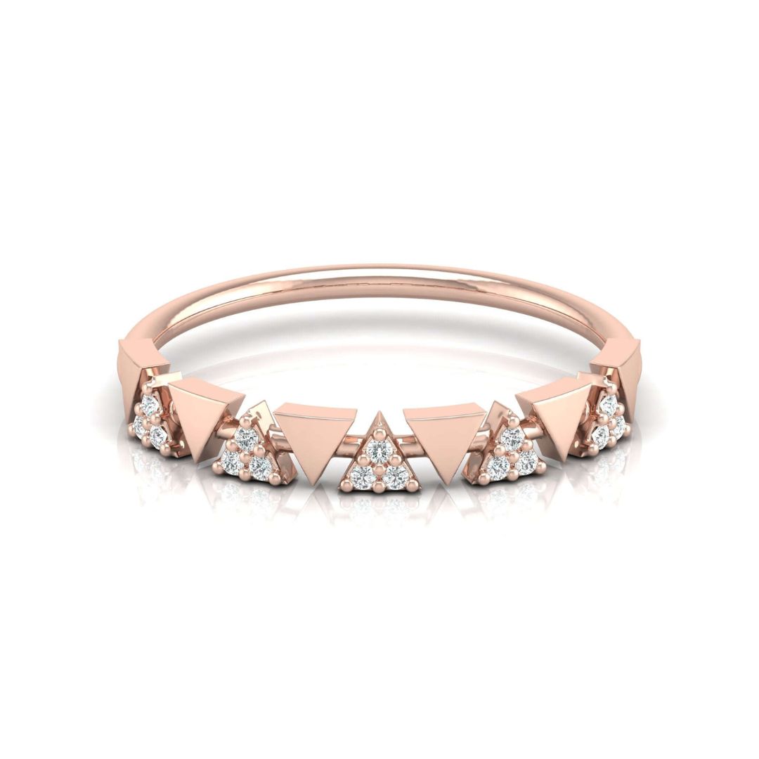 Trendy geometric diamond engagement band in rose gold