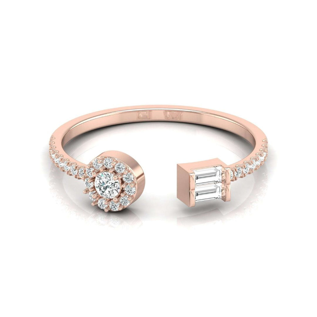 Rose Gold diamond ring on a white background