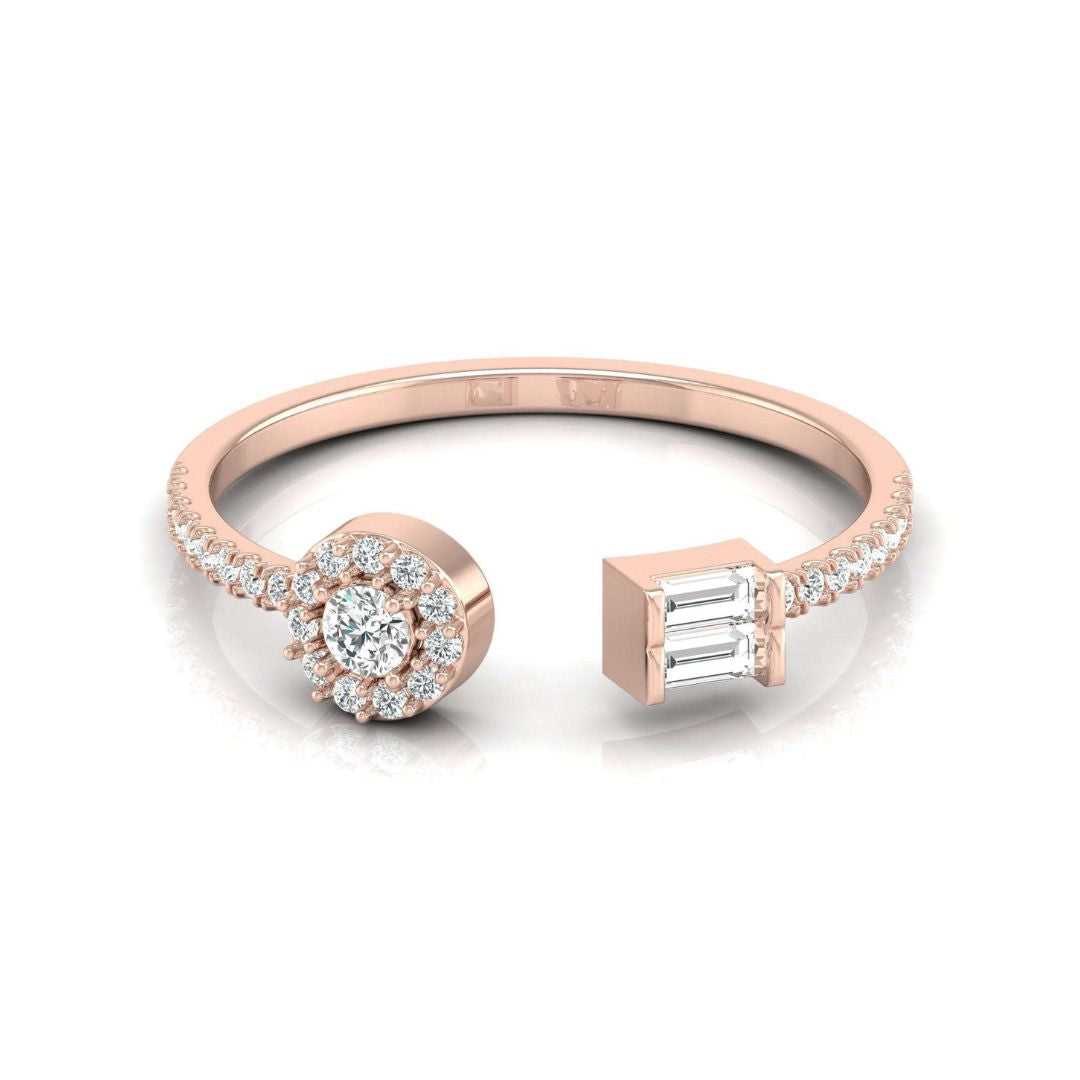 Mixed-Cut Bypass Open Diamond Ring in Gold