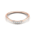 Dainty five-diamond wedding ring in rose gold