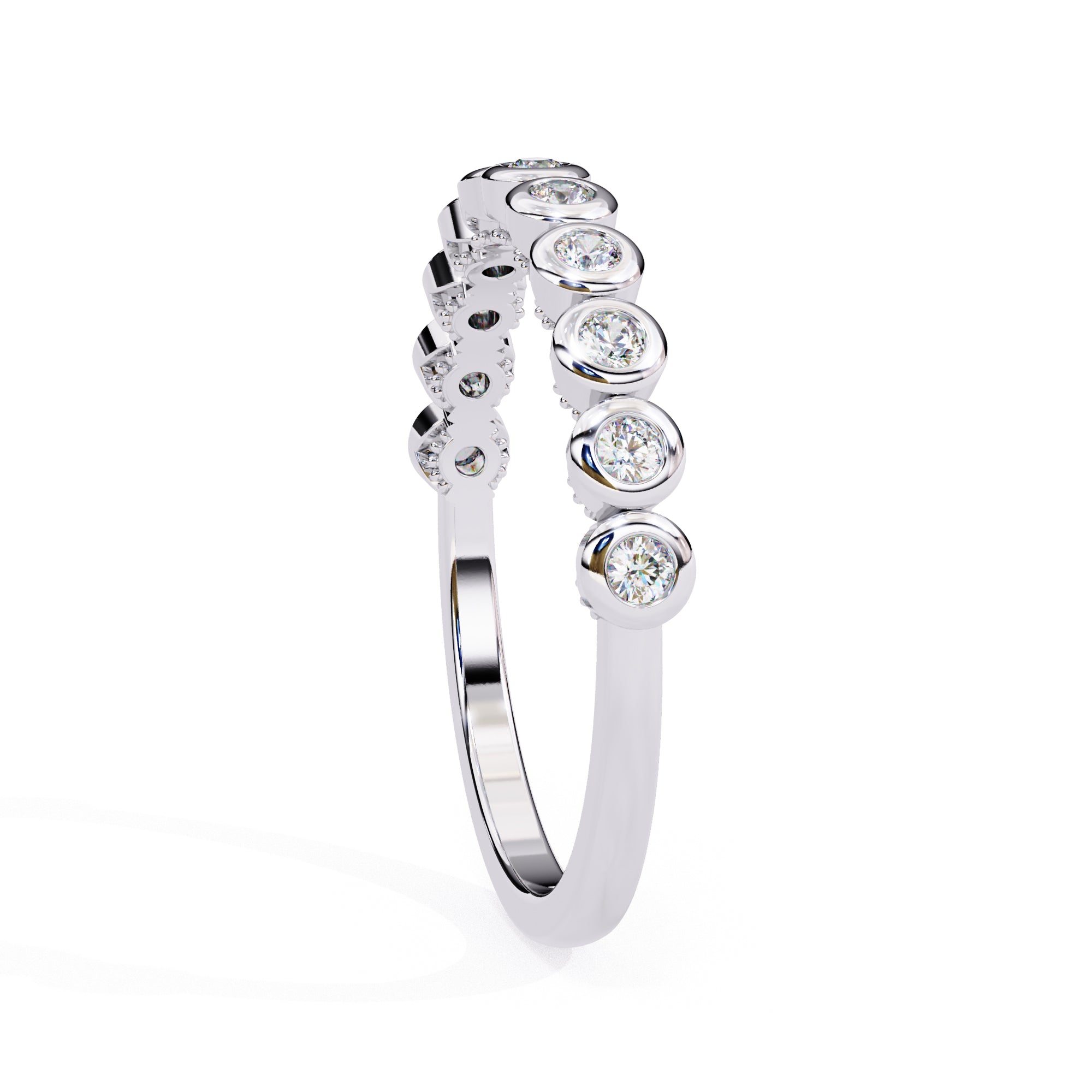 White Gold bezel-set diamond wedding band