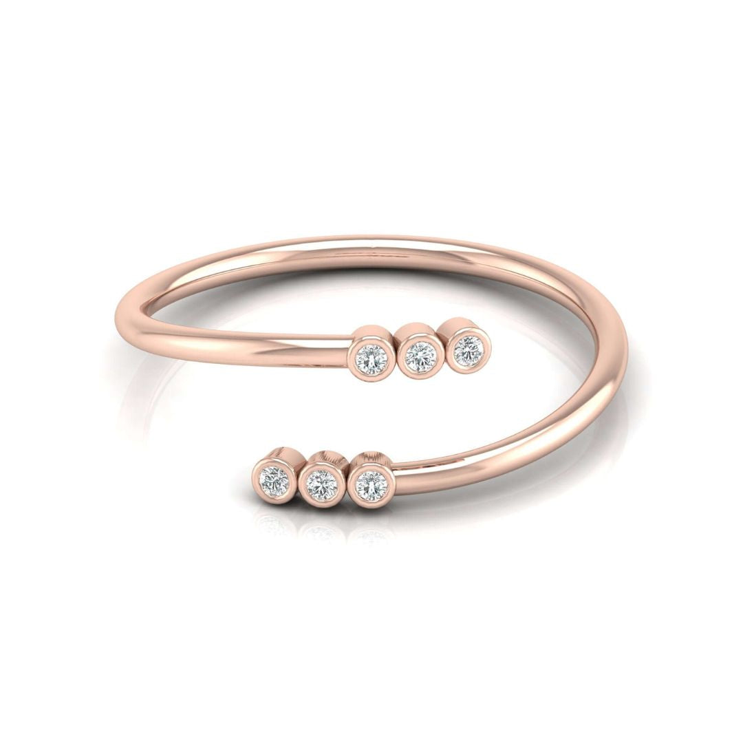 Minimalist Bezel-Set Diamond Bypass Ring in Gold