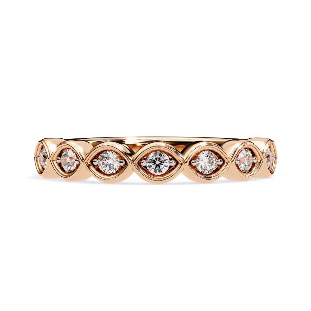 Marquise-Shaped Wavy Style Diamond Band in Rose Gold
