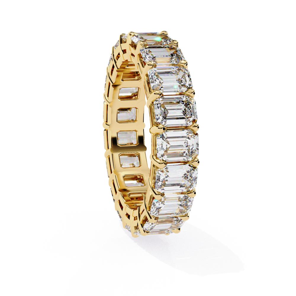 Designer emerald cut diamond eternity band in gold