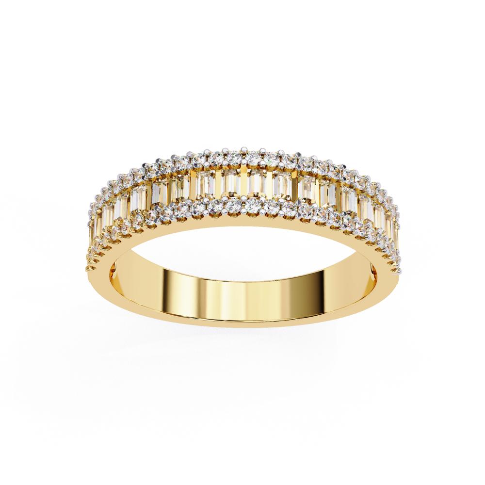 Gold diamond band with emerald cut diamonds