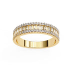 Gold diamond band with emerald cut diamonds