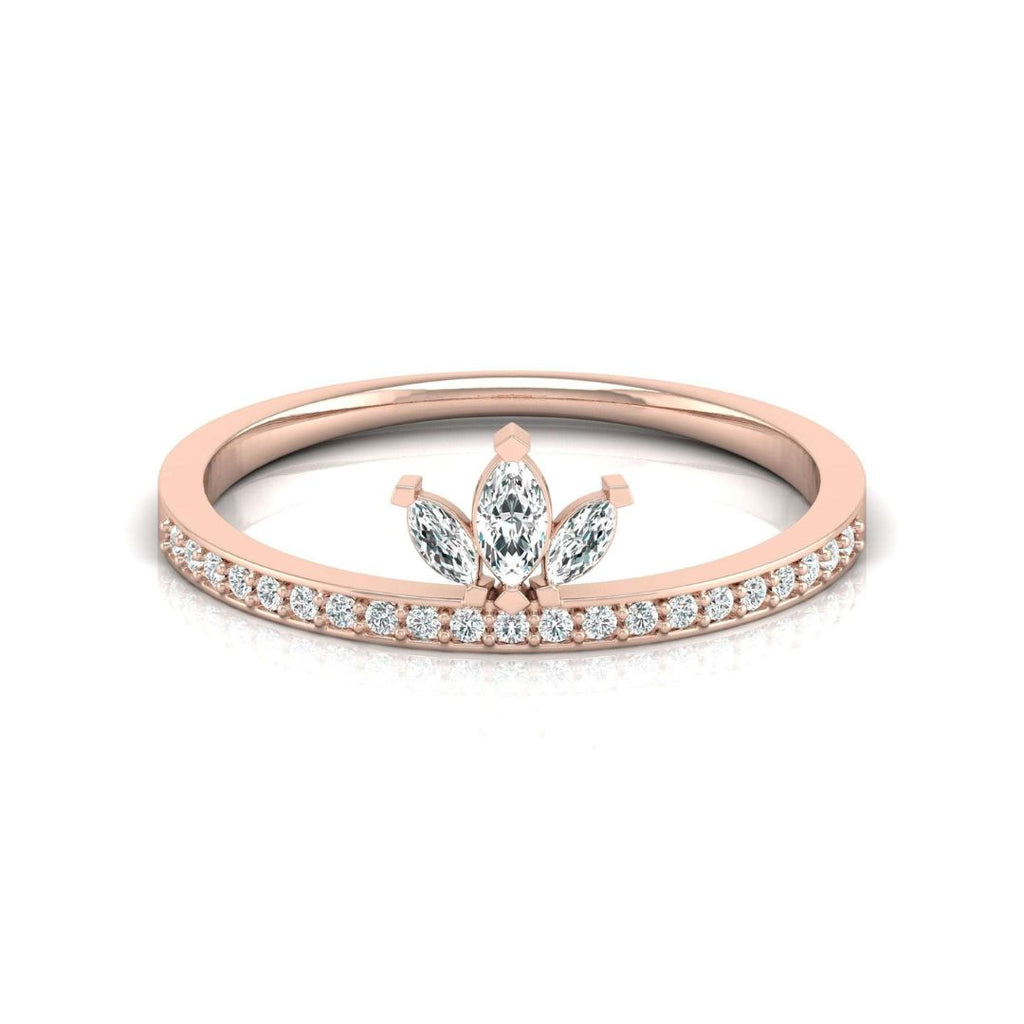 Crown Diamond Wedding Band in Rose Gold