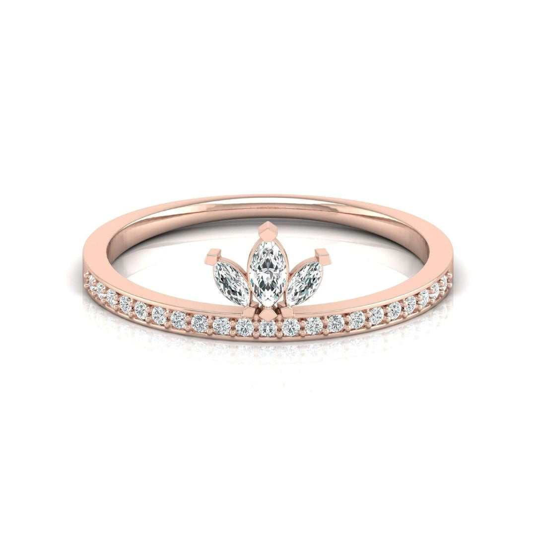 Crown Diamond Wedding Band in Rose Gold