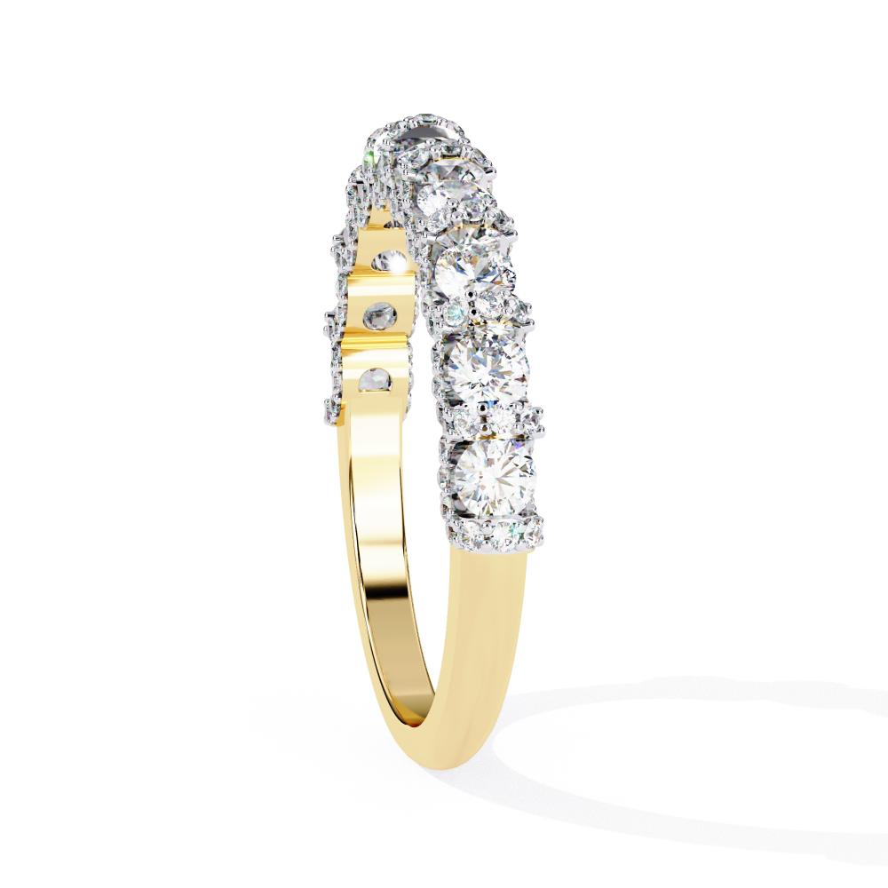 Round Brilliant Diamond Vintage Style Wedding Band in Gold