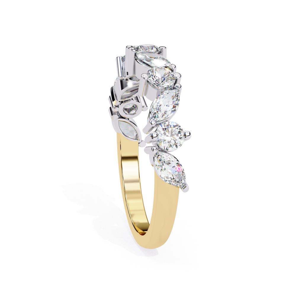 Marquise and Round Diamond Half Eternity Band in Gold